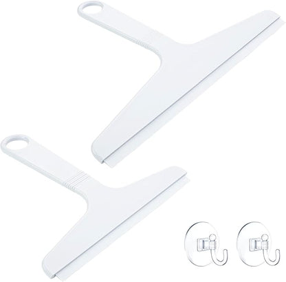 New Talent 2 PCS Shower Squeegee White, for Shower Glass, Shower Doors, Bathroom, Window and Car Glass(1 Large and 1 Small)