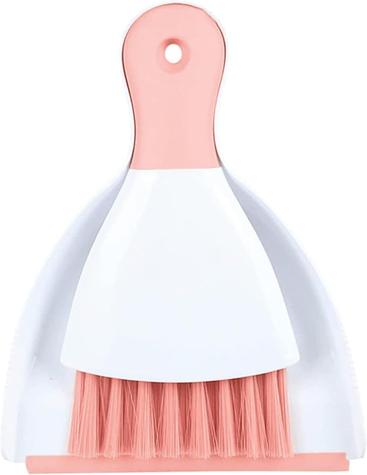 Small Hand Dust Pan and Brush - Small Broom and Dustpan Set, Mini Broom and Dustpan, Compact Dustpans and Brush for Home Cleaning, Sofa, Desk, Guinea Pig Cage, Cat Litter, etc. (Pink)