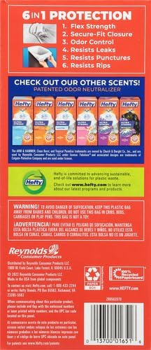 Hefty Ultra Strong Trash Bags 13 Gallon | Tall Kitchen | Drawstring Closure | Odor Control | Citrus Scent | 40 Bags, Pack of 6