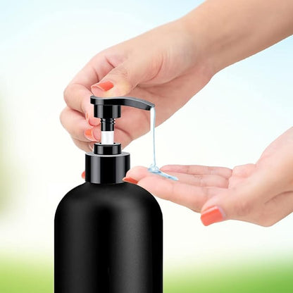 Black Soap Dispenser with Rust Proof Pump, Waterproof Labels (2 Pack,16 Oz), Plastic Hand Soap Dish Soap Dispenser for Kitchen, Premium Thick Soap Pump Bottles