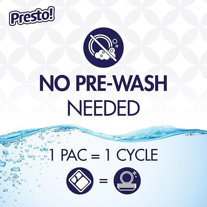Amazon Brand - Presto! Triple Action Dishwasher Pacs, Lemon Scent, 90 Count