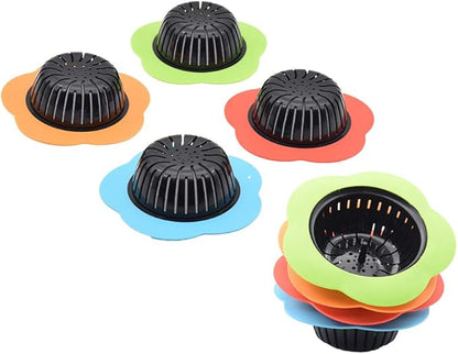 Silicone Kitchen Sink Strainer 2 Pack, Pouring strainers，Drain FilterLarge Wide Rim 4.5" Diameter (4.5" Diameter, 2 Red)