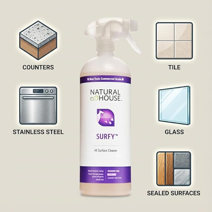 Natural House Surfy - Probiotic All-Purpose Cleaner Spray - Multi-Surface Formula - Plant-Based - Lavender Sage Scent - 32 oz