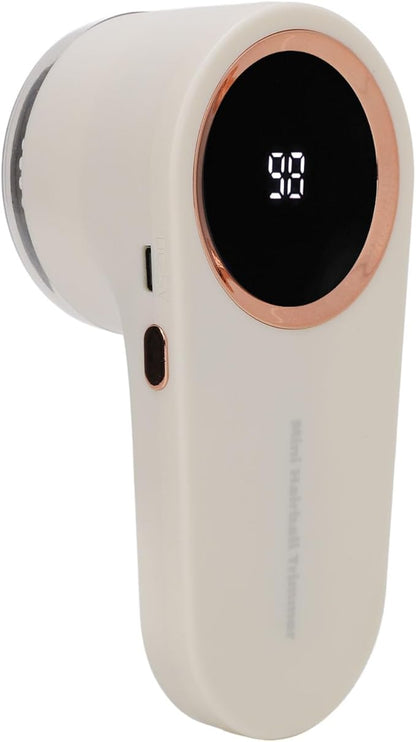 HEEPDD Fabric Shaver Electric Lint Remover with Digital Display, Lint Removers Digital Display, Heavy Duty ABS Plastic and Stainless Steel Vane/Wing for Clothes Furniture Sweater Couch (Cream White)
