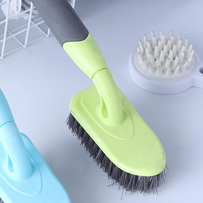 Cabilock Floor Scrub Brush with Long Handle, Hard Bristle Tile and Bathtub Cleaner for Deep Bathroom, Kitchen, and Carpet Cleaning, Yellow Plastic Shower and Toilet Scrubber
