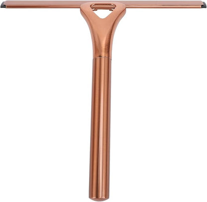 CHICIRIS 304 Stainless Steel Shower Squeegee, All Purpose Bathroom Cleaner Tool for Shower Glass Door Tile Wall Mirror Car, with Silicone Wiper and Suction Cup Hook (Bronze)