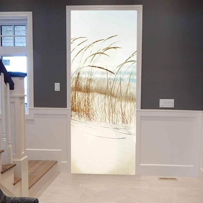 Self-Adhesive Door Poster - Sylter Dune 3D Picture Film Premium PVC Waterproof Sticker for Bedroom Living Room Decoration 88