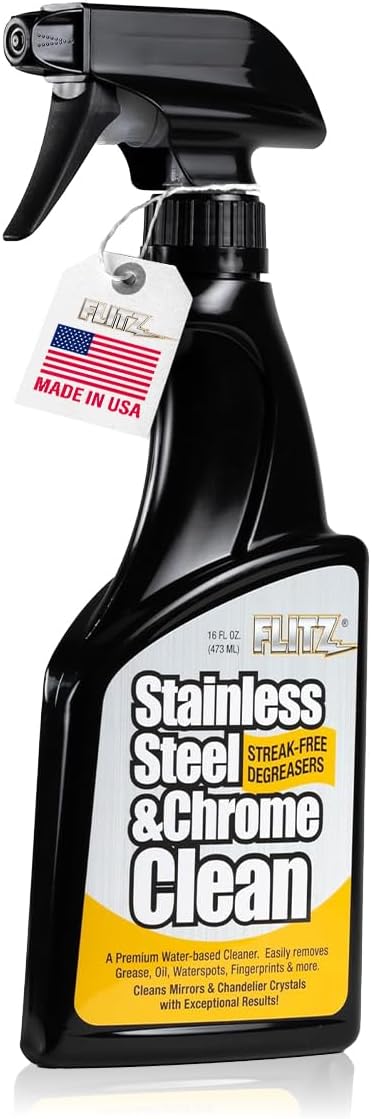 FLITZ Stainless Steel Appliance Kit - 7.6oz Liquid Polish, 16" Microfiber Cloth, 16oz Stainless Steel Chrome/Clean and Polish Protectant