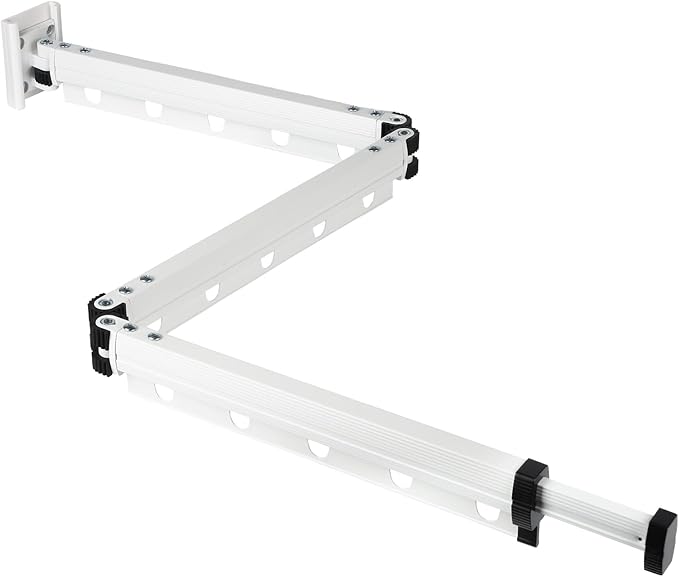 Clothes Drying Rack, Upgrade 3-Fold Wall Mounted Drying Rack Clothing, Laundry Space Saver Retractable Collapsible for Indoor Outdoor Balcony,Laundry,Bathroom, White