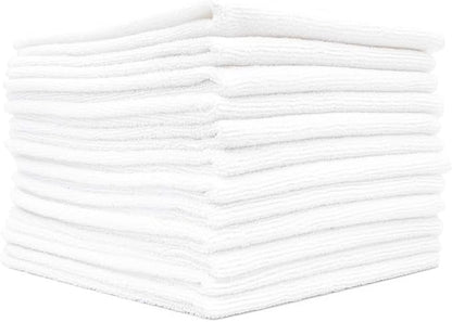 The Rag Company - All-Purpose Microfiber Terry Cleaning Towels - Commercial Grade, Highly Absorbent, Lint-Free, Streak-Free, Kitchens, Bathrooms, Offices, 300gsm, 16in x 16in, White (12-Pack)