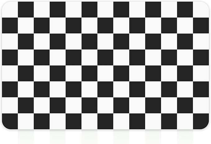 16" x 24" Checkered Dish Drying Mat for Kitchen Counter, Absorbent Coffee Bar Mat for Espresso Machine Coffee Countertops Accessories (Black)