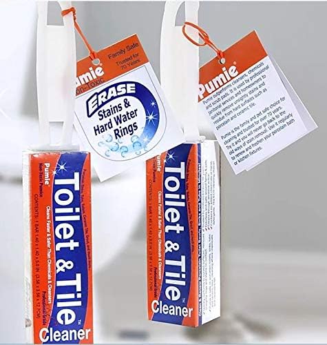 PUMIE Toilet & Tile Pumice Cleaner, Pumice Stick with Handle, Multi-Function Toilet Bowl Ring Remover by US Pumice, Bath-8, Pack of 4