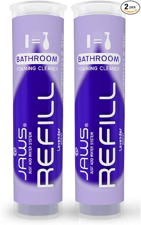 JAWS Foaming Bathroom Cleaner Refill Pack. Includes 2 Refill Pods. Refillable Cleaning Supplies.