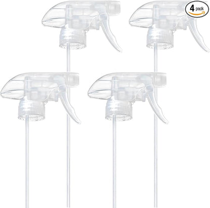 4-Pack Spray Nozzle for Bottles, Spray Bottle Nozzle Replacement with 3 Settings (Mist, Stream, Off) - Fits 8oz & 16oz Bottles for Garden, Kitchen, Pet, Car & Cleaning (Clear)