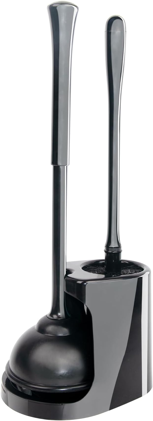 CELOX Black Toilet Plunger and Brush Set with Holder for Bathroom, 1 Set,Silver-Black