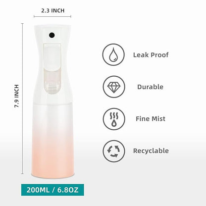 Spray Bottle for Hair (6.8OZ /200ML) Continuous Ultra Fine Mist Sprayer for Hair, Salons, Barber, Plants, Skin Care, Cleaning 2 Pack MATTE PINK