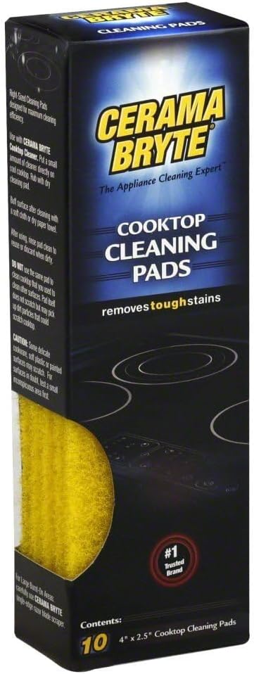 Cerama Bryte 1 x 10 Pack Cleaning Pads Cooktop and Stove Top Cleaner for Glass - Ceramic Surfaces, 10 Count