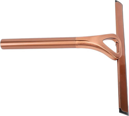 CHICIRIS 304 Stainless Steel Shower Squeegee, All Purpose Bathroom Cleaner Tool for Shower Glass Door Tile Wall Mirror Car, with Silicone Wiper and Suction Cup Hook (Bronze)