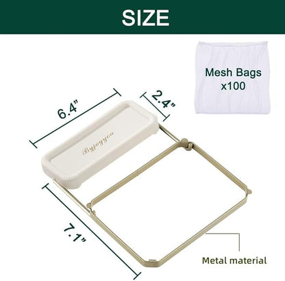 RV kitchen folding filter | Kitchen sink filter basket | 100 disposable filter bags | Food waste disposal device (white)