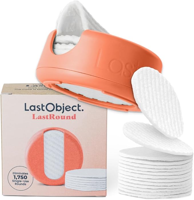 LastRound Reusable Makeup Remover Pads - 7 Washable Eco-Friendly Reusable Cotton Rounds for Face - Sustainable & Soft Cotton Face Pads for Facial Cleansing & Eye Makeup Removal - Travel Storage Case