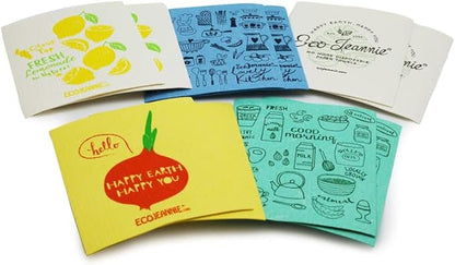 (10 Pack) Eco-Friendly Reusable German Cleaning Cloth 100% Biodegradable Cellulose Sponge Cloths, Kitchen Cloths, GMO-Free, Reusable - Made in Germany Packaged in P.R.C.