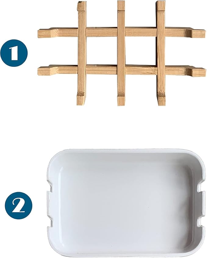 Aoheuo Modern Bamboo Fiber soap Holder and soap Dish Combination (Removable),5.12 Long by 3 Wide, 0.98 inches high, Used in Kitchens, bathrooms, and bar Sinks (White,Black,Gray)