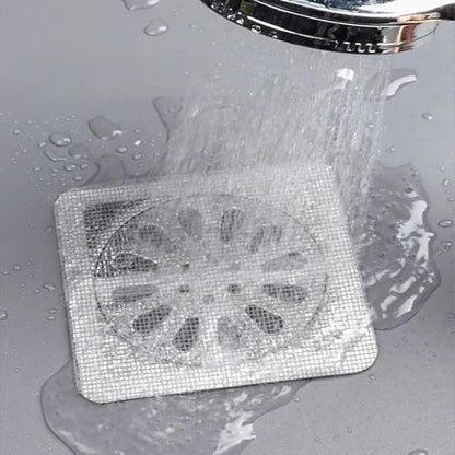 30 PC Disposable Shower Drain Hair Catcher Stickers 4"x4" Strong Adhesive Mesh Covers for Bathroom, Kitchen & Laundry Easy Apply & Remove