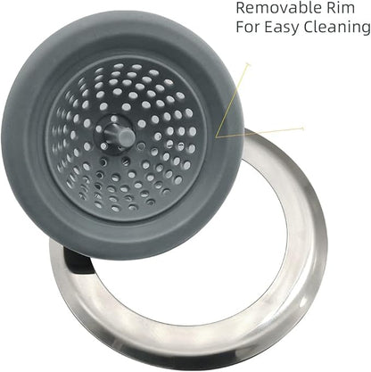 Kitchen Set of 2 Sink Strainers, Flexible Silicone Good Grip Kitchen Sink Drainers, Traps Food Debris and Prevents Clogs, Large Wide 4.5’ Diameter Rim
