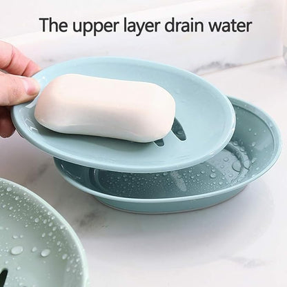WYOK 2-Pack Soap Dish with Drain Plastic Sponge Holder Easy Cleaning Soap Saver Tray Caddy Keep Dry Stop Mushy for Shower Bathroom Kitchen(Green)