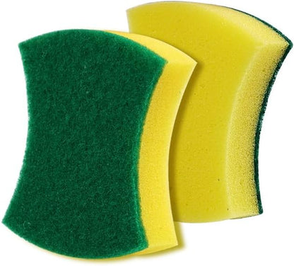 Double Sided Polyester Household Cleaning Sponge Waist Shape Eco Non-Scratch Scrub Pads Kitchen Scrub Dish, Dinnerware, Pan, Pot, Rags Holder, Glass, Dishwasher, Sink Bathroom, Pack of 2