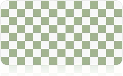 17" x 32" Checkered Dish Drying Mat for Kitchen Counter, Absorbent Coffee Bar Mat for Espresso Machine Coffee Countertops Accessories (Green)