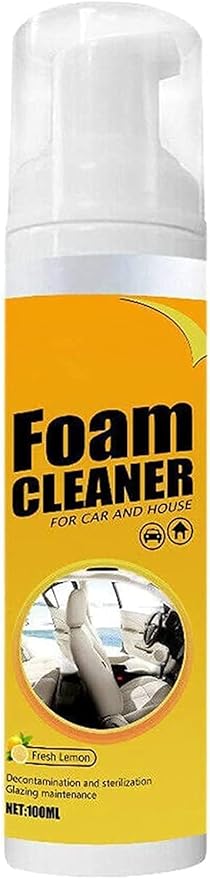 Multipurpose Foam Cleaner Spray,Foam Cleaner for car and House Lemon Flavor,Rinse Free Stain Removal Kitchen Grease Cleaner,for Car Interior,Kitchen,Bathroom,Car House (1pcs)