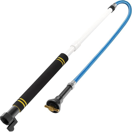 Rv Tank Rinser,61.5" RV Holding Tank Swivel Stik Rinser 304 Stainless Steel Hose with Flexible Rotary Cleaning Sprayer For Camper Toilet RV Black Water Tank Cleaner Wand and Garden (61in)