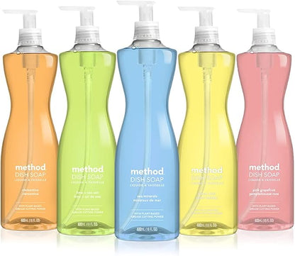 Method Gel Dish Soap, Clementine, Tough on Grease, 18 Fl Oz (Pack of 6)