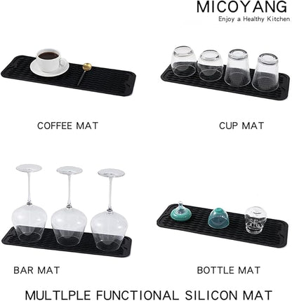 MicoYang Silicone Dish Drying Mat for Multiple Usage,Easy clean,Eco-friendly,Heat-resistant Silicone Mat for Kitchen Counter,Sink,Bar,Bottle,or Cup Black M 17 inches x 6 inches