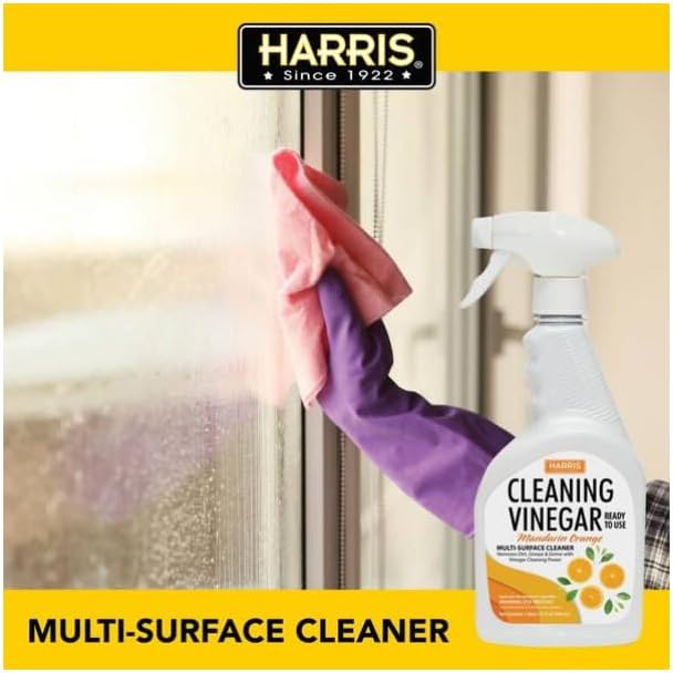 HARRIS Cleaning Vinegar Mandarin Orange Multi-Surface Cleaner (32 oz) with Microfiber Cloth