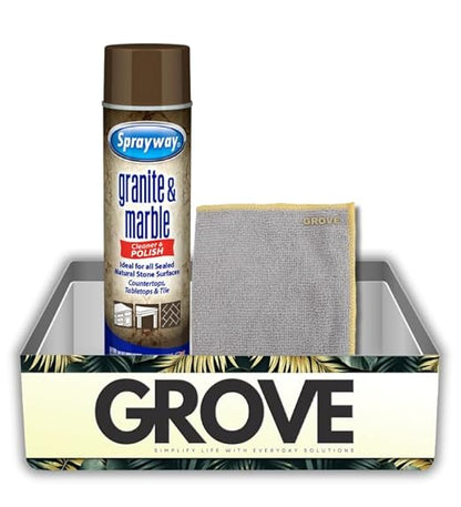 Sprayway Granite and Marble Cleaner 19 oz Spray Bundle with Microfiber Cloth – Cleans and Polishes Natural Stone Surfaces – Granite Countertop Cleaner – Gift Set (2 Items)