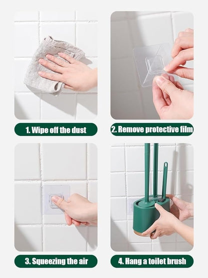 Toilet Brush and Plunger Set, 3-in-1 Design, Silicone Bristles, Wall Bracket, Dark Green, Plastic Handle, Silicone and Polypropylene Material, Toilet Brush, Holder and Wall Bracket Included