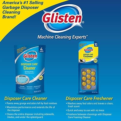 Glisten Disposer Care Freshener, Odor Eliminator, Quick & Easy-to-Use Garbage Disposal Freshener, Lemon Scent, 10 Use (Pack of 3)
