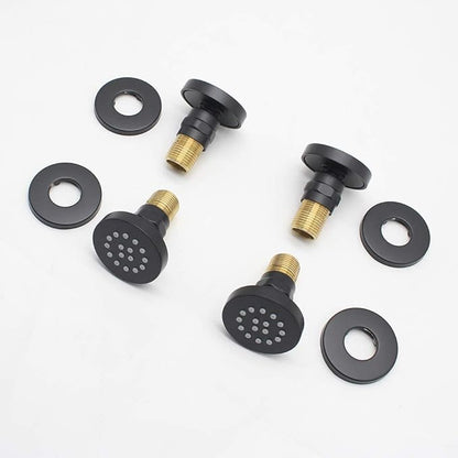 HOMEDEC 2inch Round Brass Showerhead Shower Jet Massage Spa Body Sprays Wall Mount, 4pcs, Matte Balck