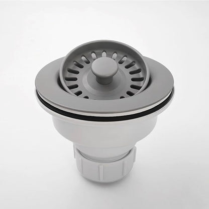 3-1/2 Inch Polymer Slate Gray Sink Drain Assembly with Basket Strainer and Stopper for Quartz, Granite or Fireclay Kitchen Sinks