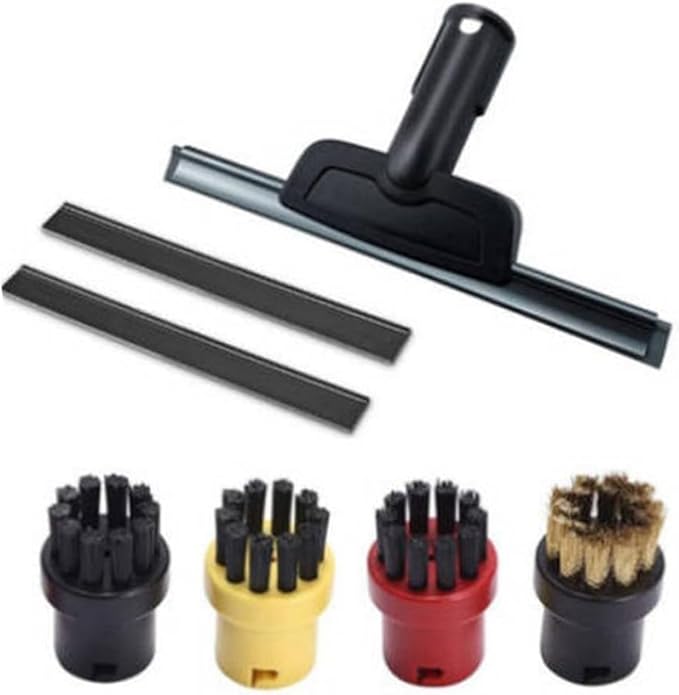 Accessories Kit for Karcher Steam Cleaner SC1 SC2 SC3 SC4 SC5 with Steam Squeegee Glass Scraper for Round Cleaning Brushes for Windows Mirrors Tiles Upholstery Carpet