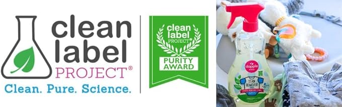 Stain Remover Spray by Dapple Baby, Fragrance Free, 16.9 Fl Oz Spray Bottle - Plant-Based & Hypoallergenic - Baby Laundry Stain Remover for Clothes & Cloth Diapers (Pack of 2)