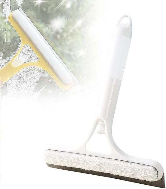 3 in 1 Window Cleaning Scraper, 2025 New Window Squeegee with Spray for Shower Glass All-Purpose Window Cleaner Tool (White)