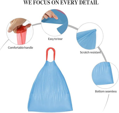 6Rolls Drawstring Small Trash Bags,4 Gallon Thicken Drawstring Small Garbage Bags for Kitchen,Bathroom,Bedroom,Home,Office Trash Cans，120 Counts (Blue)