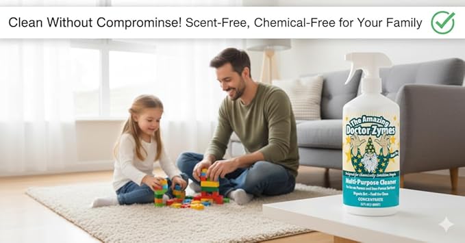 Multi-Purpose Cleaner – All Purpose Enzyme-Based Cleaner & Natural Disinfectant Spray – Non-Toxic, Chemical-Free, Scent Free, Child & Pet Safe Household Cleaner For People With Chemical Sensitivities