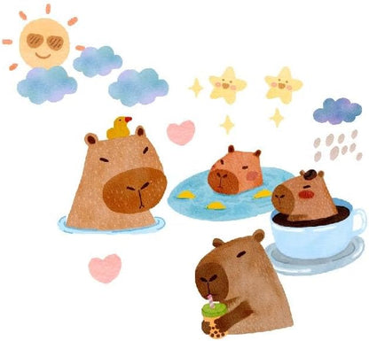 Alwayspon Capybara Wall Decals Vinyl Removable Wall Murals Peel and Stick Self Adhesive House Wall Sticker Decor for Bedroom Living Room Nursery