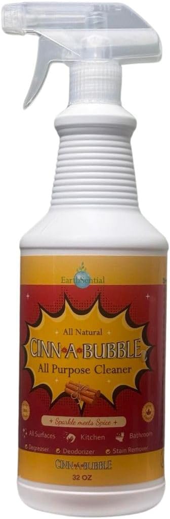 Cinn-a-Bubble All Purpose Cleaner, 32 oz Spray, All-Natural Plant-Based Cleaner with Essential Oils, Non-Toxic, Safe for Home, Kitchen, Bathroom & Surfaces