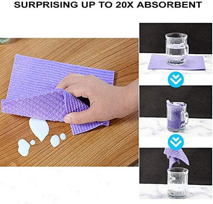 Swedish Dishcloth Reusable Kitchen Dish Towels Absorben and Fast Dry Cleaning Cloths Set of 4 No Odor Wipes (Multicolor)