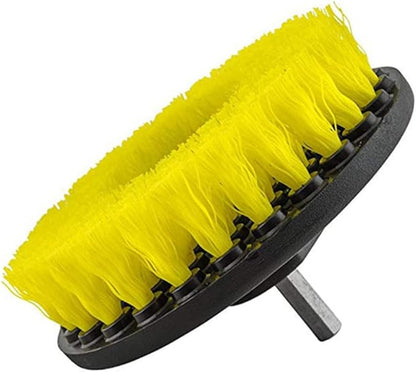 3pcs Drill Cleaning Brush for Upholstery Leather and Carpets Hollow Design Yellow for Efficient Household Cleaning